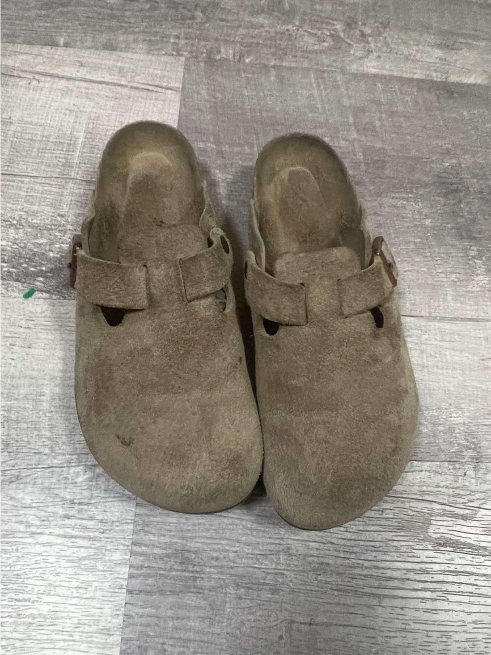 Birkenstock Suede Slip-On Clog in Taupe